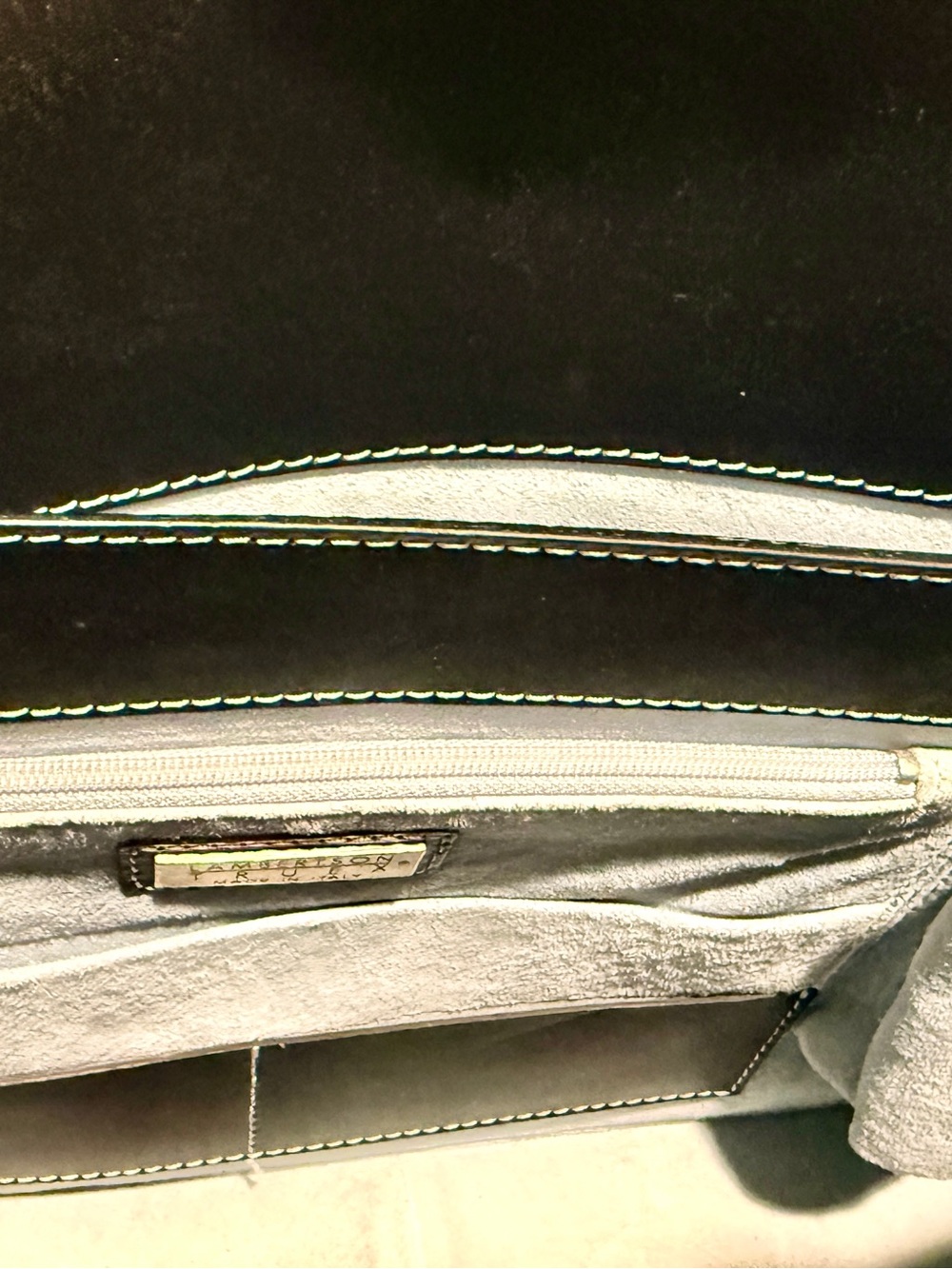 Lambertson Truex Black Leather Double Handle Structured Satchel - Picture 7 of 8